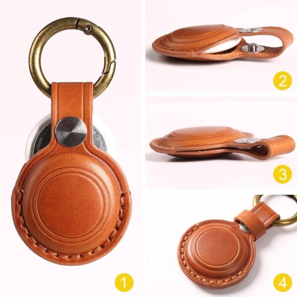 Leather AirTag Holder with Keychain