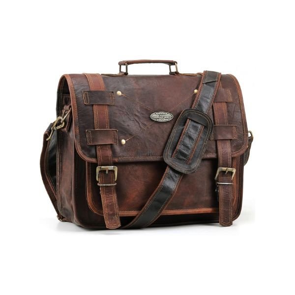 Vintage Leather Messenger Bag for Laptop